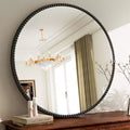 BEAUTYPEAK Round Wall Mirror 24x24 Antique Beaded Resin Frame Vanity Mirror