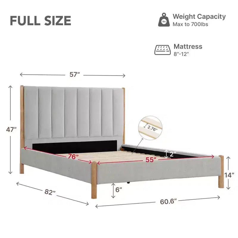 Cadre de lit plateforme en bois entièrement rembourré Spruce & Spring