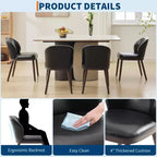 Lot de 4 chaises de salle à manger, chaises de cuisine modernes rembourrées avec support dorsal ergonomique, capacité de 120 kg pour cuisine, salle à manger, restaurant, noir