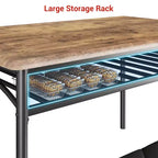 Dining Table Set for 4,with Upholstered Bench & Square Stools & Storage Shelves,Metal & Wood Dining Room Kitchen Table Set for Small Space,Apartment