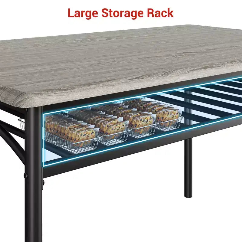 Dining Table Set for 4,with Upholstered Bench & Square Stools & Storage Shelves,Metal & Wood Dining Room Kitchen Table Set for Small Space,Apartment