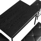 Dining Table Set for 4,with Upholstered Bench & Square Stools & Storage Shelves,Metal & Wood Dining Room Kitchen Table Set for Small Space,Apartment