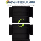 Heavy Duty Wall Cabinet | Steel Hanging Storage w/Shelves & Lock | Rust Resistant Organizer for Garage, Workshop, Warehouse - Black