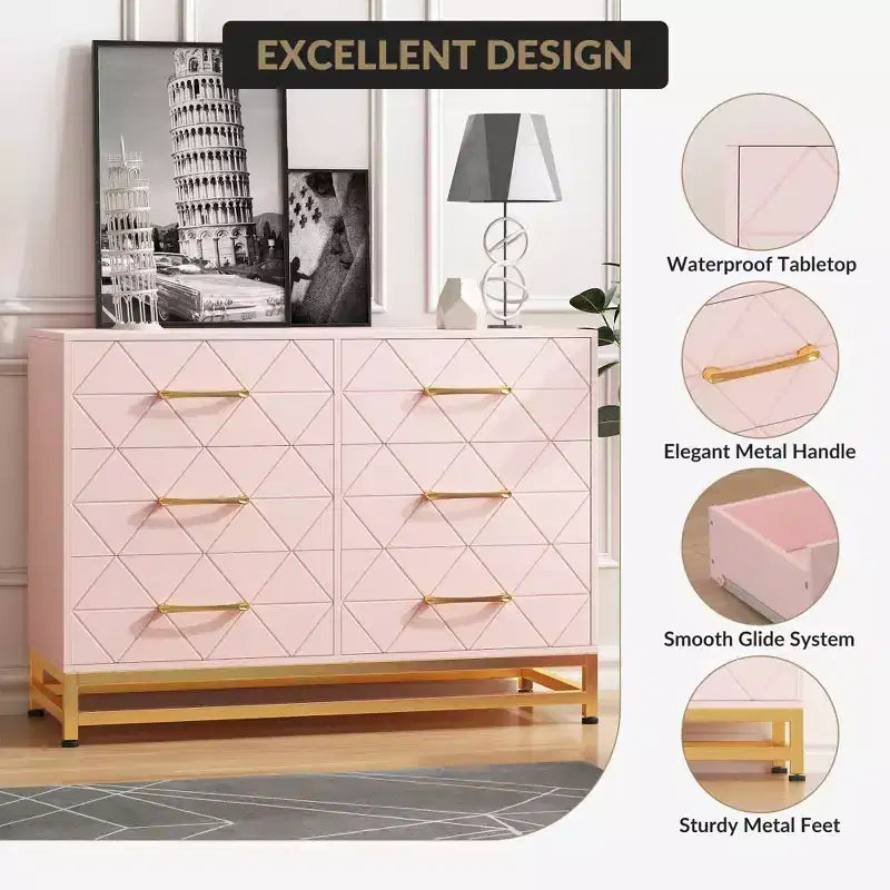 Wood Dressers Chest of Drawer Dressers Organizer TV Stand Dresser and Storage Cabinet, Dresser with drawers for Bedroom