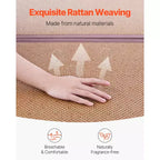 VEVOR Tapis Tatami Japonais, Tapis Tatami en Rotin Naturel Tressé à la Main Pliable de 203 x 140 cm, Tapis de Sol Tatami Japonais Antidérapant et Facile à Nettoyer, Marron