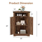Meuble d'angle de salle de bain, petit meuble d'angle avec portes coulissantes et étagère réglable, table de salle de bain de style ferme pour petites cuisines et salons