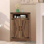Meuble d'angle de salle de bain, petit meuble d'angle avec portes coulissantes et étagère réglable, table de salle de bain de style ferme pour petites cuisines et salons