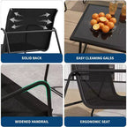 Ensemble de mobilier de jardin Acekool 4 pièces avec sièges en tissu, table basse en verre, causeuse et 2 chaises pour jardin, balcon, porche - Gris