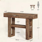 Lantine 41.34Table Console de Ferme, Table Étroite à 2 Niveaux Derrière Le Canapé, avec Étagères de Rangement pour Salon