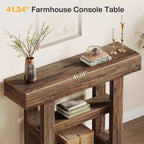 Lantine 41.34Table Console de Ferme, Table Étroite à 2 Niveaux Derrière Le Canapé, avec Étagères de Rangement pour Salon