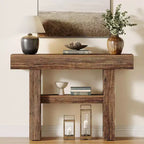 Lantine 41.34Table Console de Ferme, Table Étroite à 2 Niveaux Derrière Le Canapé, avec Étagères de Rangement pour Salon