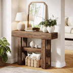 Lantine 41.34Table Console de Ferme, Table Étroite à 2 Niveaux Derrière Le Canapé, avec Étagères de Rangement pour Salon