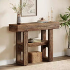 Lantine 41.34Table Console de Ferme, Table Étroite à 2 Niveaux Derrière Le Canapé, avec Étagères de Rangement pour Salon