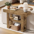 Lantine 41.34Table Console de Ferme, Table Étroite à 2 Niveaux Derrière Le Canapé, avec Étagères de Rangement pour Salon