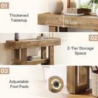 Lantine 41.34Table Console de Ferme, Table Étroite à 2 Niveaux Derrière Le Canapé, avec Étagères de Rangement pour Salon