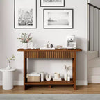 Bekrvio 51 Farmhouse Console Table with Drawers & Storage Shelf,Narrow Sofa Table Behind Couch, Wood Accent Table for Living Room, Hallway, Walnut