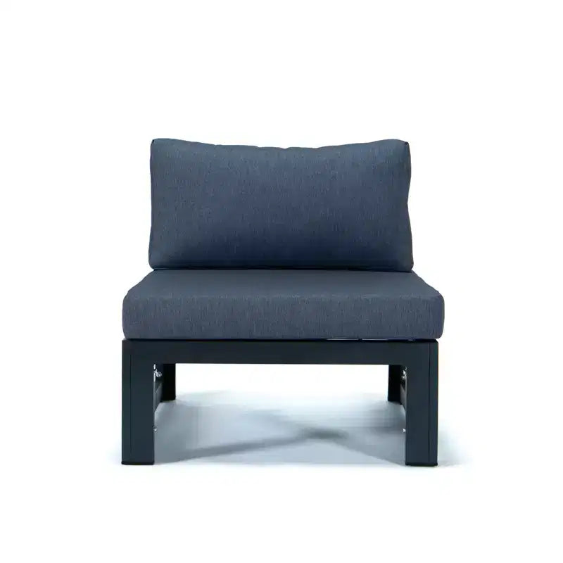 LeisureMod Chelsea Ensemble de 5 pièces de patio d'extérieur avec table basse – Structure en aluminium noir, coussins, résistant aux intempéries