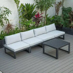 LeisureMod Chelsea Ensemble de 5 pièces de patio d'extérieur avec table basse – Structure en aluminium noir, coussins, résistant aux intempéries