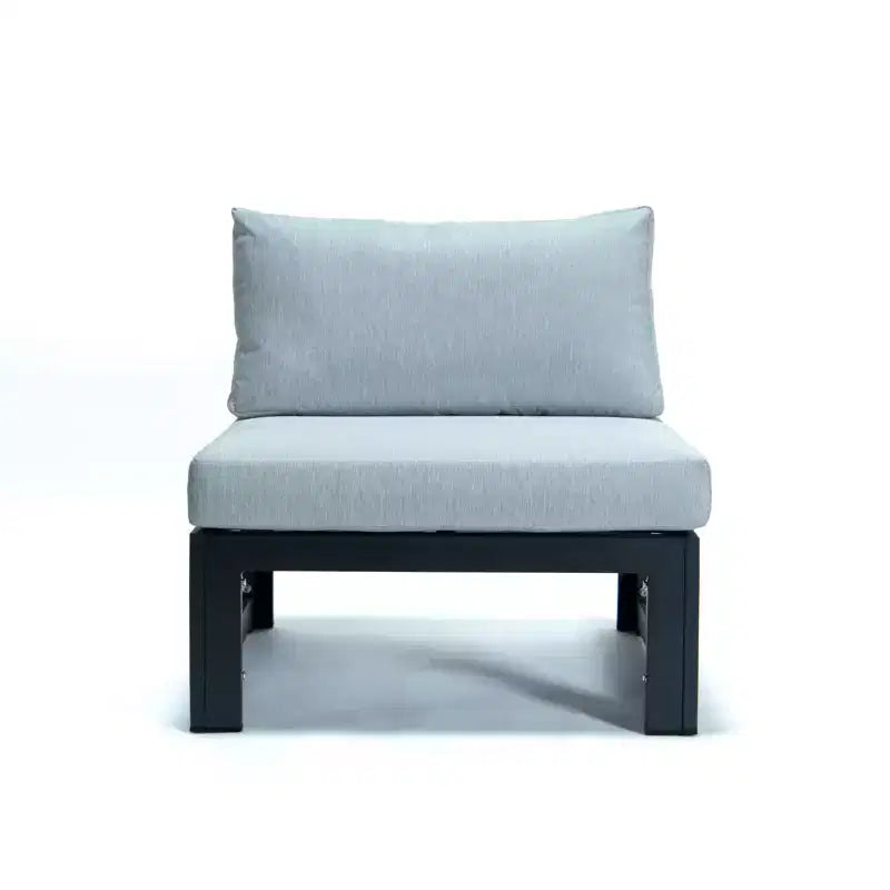 LeisureMod Chelsea Ensemble de 5 pièces de patio d'extérieur avec table basse – Structure en aluminium noir, coussins, résistant aux intempéries