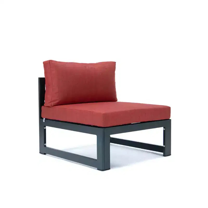 LeisureMod Chelsea Ensemble de 5 pièces de patio d'extérieur avec table basse – Structure en aluminium noir, coussins, résistant aux intempéries