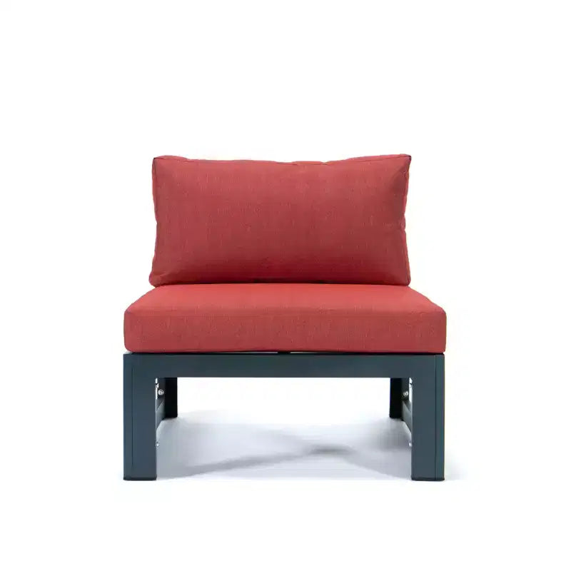 LeisureMod Chelsea Ensemble de 5 pièces de patio d'extérieur avec table basse – Structure en aluminium noir, coussins, résistant aux intempéries
