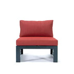 LeisureMod Chelsea Ensemble de 5 pièces de patio d'extérieur avec table basse – Structure en aluminium noir, coussins, résistant aux intempéries