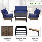 EAGLE PEAK Ensemble de conversation d'extérieur Mojave Dusk 4 pièces, mobilier de jardin en osier