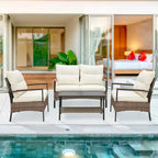 EAGLE PEAK Ensemble de conversation d'extérieur Mojave Dusk 4 pièces, mobilier de jardin en osier