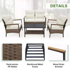 EAGLE PEAK Ensemble de conversation d'extérieur Mojave Dusk 4 pièces, mobilier de jardin en osier