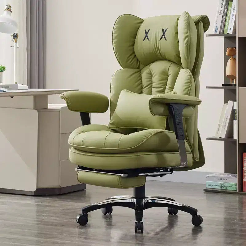 Big and Tall Office Chair with Footrest - Efomao High Back Executive Desk Chair with Wide Seat, Adjustable Armrests, Ergonomic Computer Chair, Green