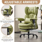 Chaise de bureau grande taille avec repose-pieds - Chaise de bureau exécutive Efomao à dossier haut avec assise large, accoudoirs réglables, chaise d'ordinateur ergonomique, verte