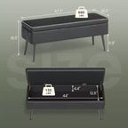 Banc de rangement ottoman, banc de chambre d'entrée moderne du milieu du siècle pour chambre à coucher, extrémité d'entrée, cuir synthétique avec coutures, charge 308 kg
