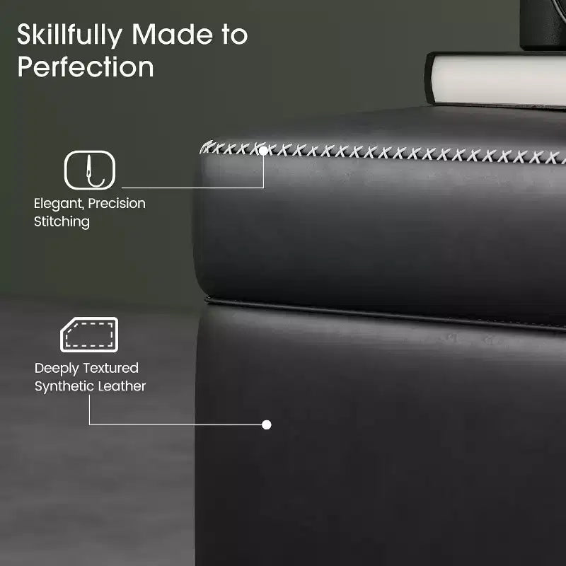 Banc de rangement ottoman, banc de chambre d'entrée moderne du milieu du siècle pour chambre à coucher, extrémité d'entrée, cuir synthétique avec coutures, charge 308 kg