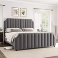 Bed Frame with 50.2 Headboard,Upholstered Platform Bed Frame with Vertical Channel Tufted