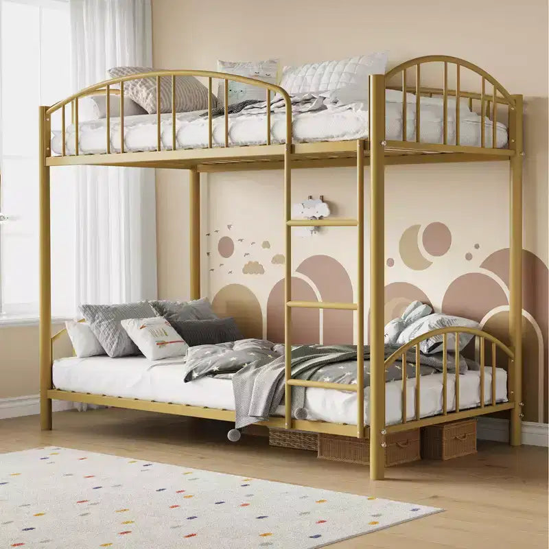 Bunk Bed Twin, Twin Bunk Bed Frame with Safety Ladder, Sturdy Steel Bed with Heightened Arched Guardrail ,Easy Assembly, for School, Bedroom
