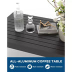 Ensemble de mobilier de patio en aluminium 7 places, ensemble de conversation extérieur 5 pièces, canapé sectionnel avec 4 accoudoirs, 5 coussins épais et table basse