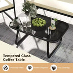 Costway 4/8 PCS Patio Furniture Set with Tempered Glass Coffee Table PE Wicker Rattan Chairs