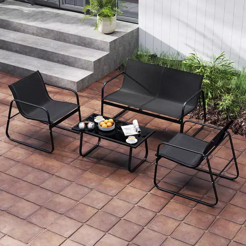 Costway Salon de Jardin 8 Pièces avec Chaises en Tissu et Causeuse avec Table Basse