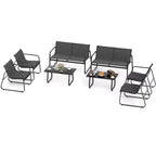 Costway Salon de Jardin 8 Pièces avec Chaises en Tissu et Causeuse avec Table Basse