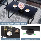 Costway Salon de Jardin 8 Pièces avec Chaises en Tissu et Causeuse avec Table Basse