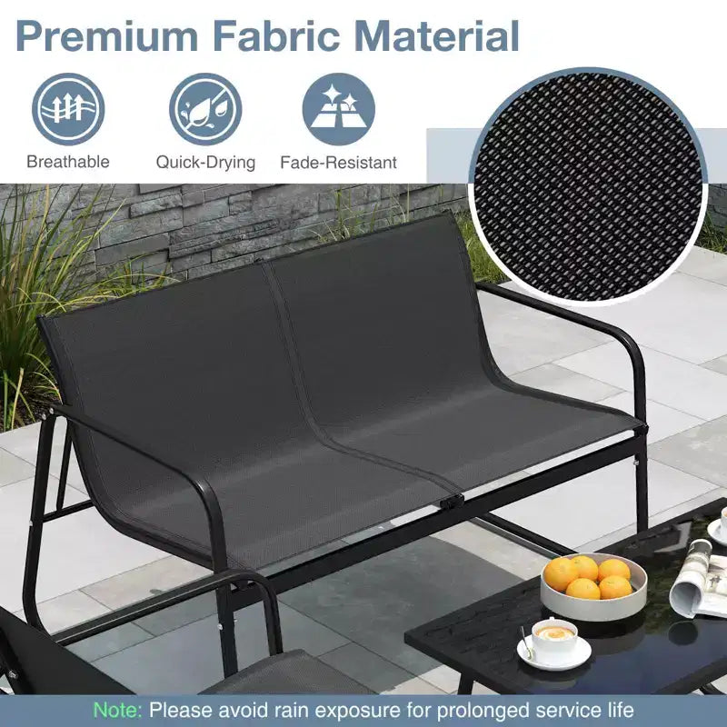 Costway Salon de Jardin 8 Pièces avec Chaises en Tissu et Causeuse avec Table Basse