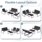 Costway Salon de Jardin 8 Pièces avec Chaises en Tissu et Causeuse avec Table Basse
