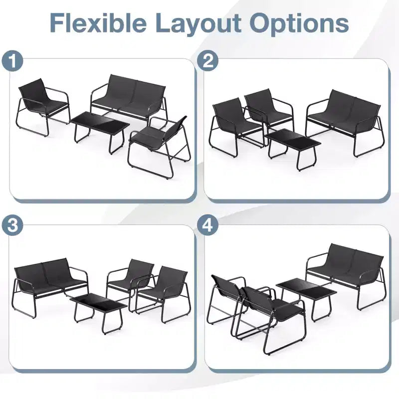 Costway Salon de Jardin 8 Pièces avec Chaises en Tissu et Causeuse avec Table Basse