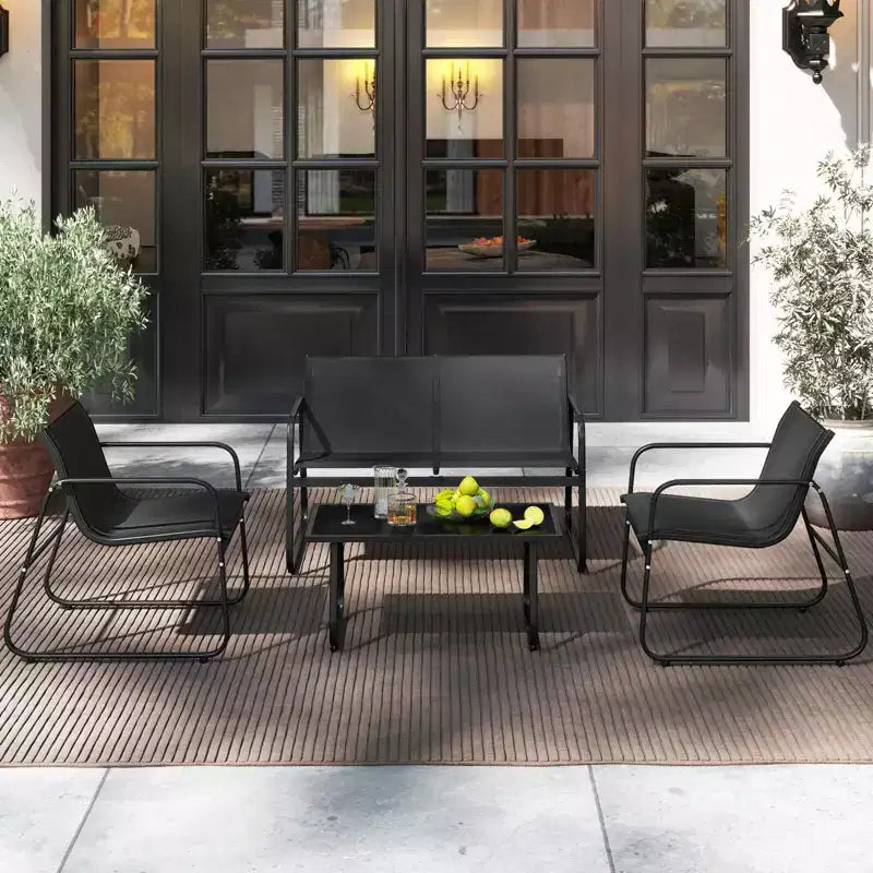 Costway Salon de Jardin 8 Pièces avec Chaises en Tissu et Causeuse avec Table Basse