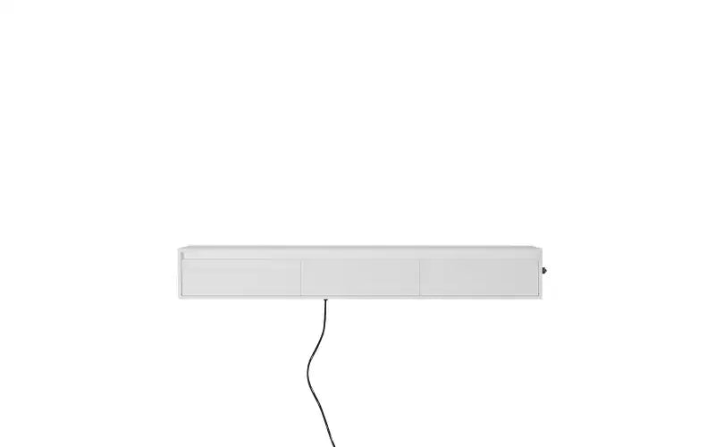 Floating TV Stand Wall Mounted w/Power Outlet, Modern Entertainment Center for 65 Inch TV, High Gloss TV Shelf w/LED Lights for Living Room, Bedroom
