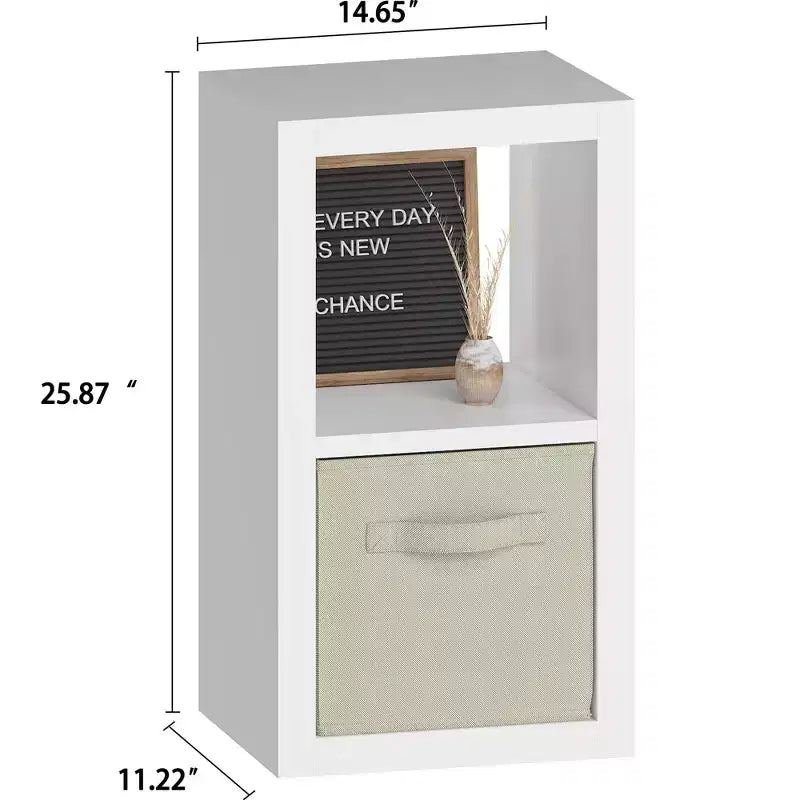 Sandinrayli Bibliothèque avec bac de rangement, organisateur de rangement 2 cubes, étagère ouverte moderne en bois, blanc