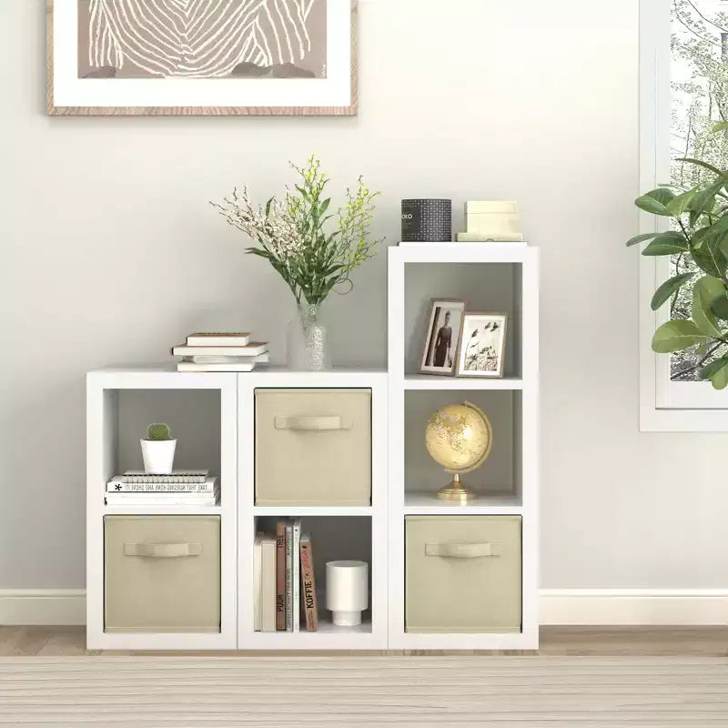 Sandinrayli Bibliothèque avec bac de rangement, organisateur de rangement 2 cubes, étagère ouverte moderne en bois, blanc