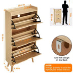 Shoe Storage Cabinet with Drawers - Ventilated & Odor-Resistant Organizer for 15-20 Pairs of Shoes Anti-Tip