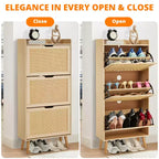 Shoe Storage Cabinet with Drawers - Ventilated & Odor-Resistant Organizer for 15-20 Pairs of Shoes Anti-Tip