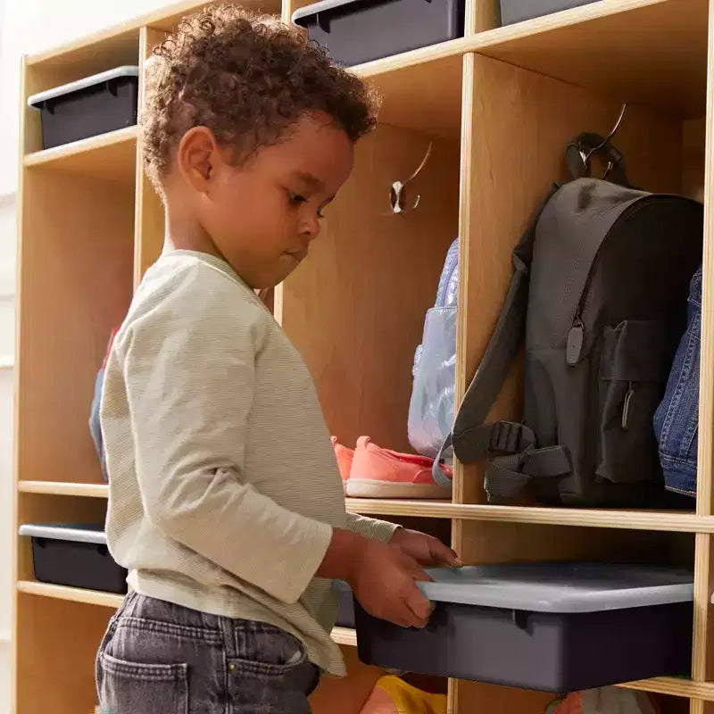 ECR4Kids Vestiaire de rangement à 10 sections et 10 bacs format lettre avec couvercles, mobilier pour enfants